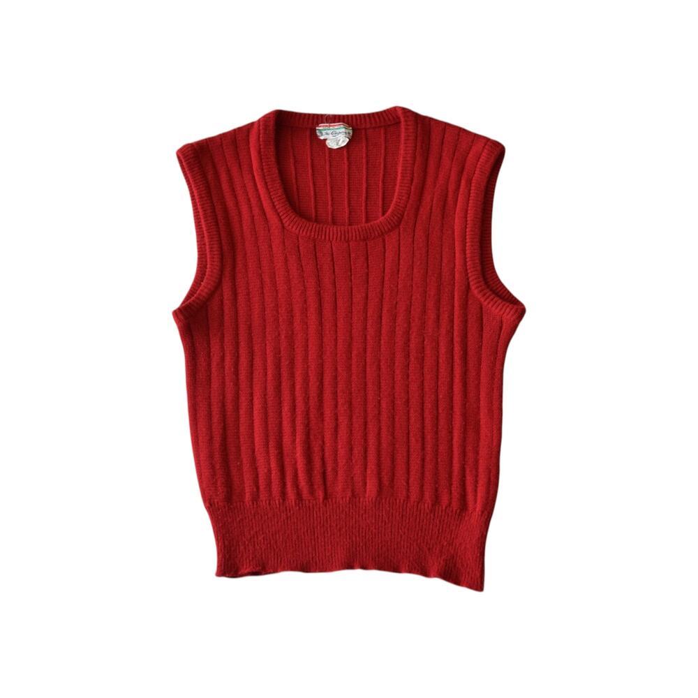 Vtg 70s The Emporium Made in Italy Red Ribbed Sweater Vest, Women's M
